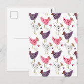 Waterverf Rooster Floral Pattern Briefkaart (Voorkant / Achterkant)