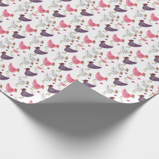 Waterverf Rooster Floral Pattern Cadeaupapier (Hoek)