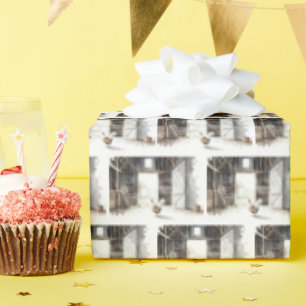 Waterverf Rooster in een Schuur Cadeaupapier