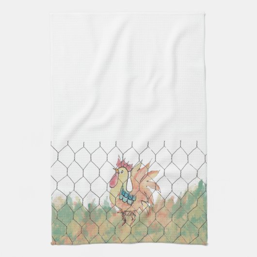Waterverf Rooster Kitchen Towel Theedoek (Verticaal)