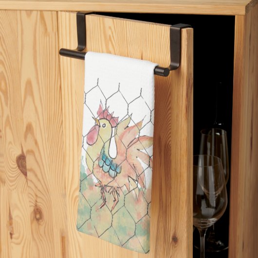 Waterverf Rooster Kitchen Towel Theedoek (Derde Gevouwen)