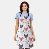 Waterverf Rooster Roze Paars Hen Patroon Schort (Gedragen)