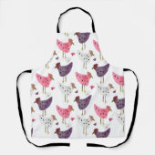 Waterverf Rooster Roze Paars Hen Patroon Schort (Voorkant)