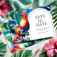 Waterverf Rooster Save The Date Invitation