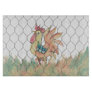 Waterverf Rooster Snijplank