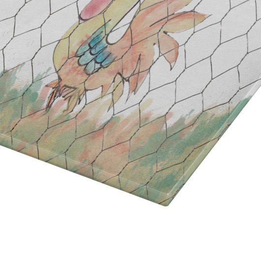 Waterverf Rooster Snijplank (Hoek)