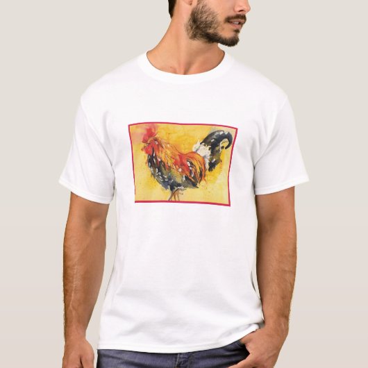 Waterverf Rooster T-shirt (Voorkant)