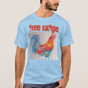 Waterverf Rooster T Shirt vrije uitloop