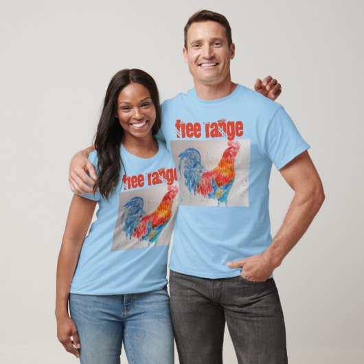 Waterverf Rooster T Shirt vrije uitloop (Unisex)