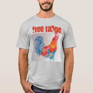 Waterverf Rooster T Shirt vrije uitloop