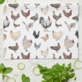 Waterverf Roosters en kippen Theedoek (Gevouwen)
