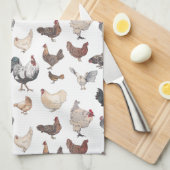 Waterverf Roosters en kippen Theedoek (Quarter Fold)