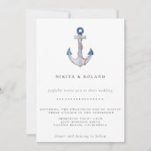 Waterverf Roped Anchor Wedding Uitnodiging (Voorkant)