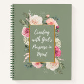 Waterverf Rose Boeket met Goddelijke Quote Notitieboek (Voorkant)