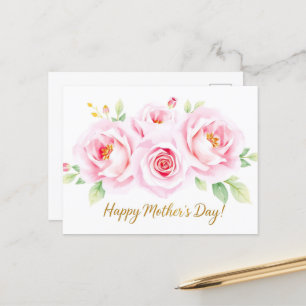 Waterverf Rose Boeket Moederdag Mum Briefkaart