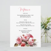 Waterverf Rose Boeket Trouwreceptie Menu (Staand voorkant)