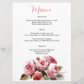Waterverf Rose Boeket Trouwreceptie Menu (Voorkant)