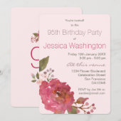 Waterverf Rose Bouquet 95e verjaardagsfeest Kaart (Voorkant / Achterkant)