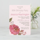 Waterverf Rose Bouquet 95e verjaardagsfeest Kaart (Staand voorkant)