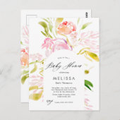 Waterverf Rose bouquet Baby shower Uitnodiging (Voorkant / Achterkant)