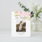 Waterverf Rose Bouquet bespaart de datum Aankondigingskaart (Staand voorkant)