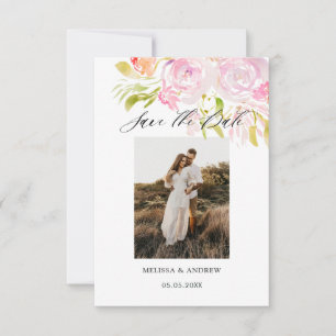 Waterverf Rose Bouquet bespaart de datum Save The Date