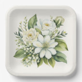 Waterverf Rose Bouquet Papieren Bordje (Voorkant)