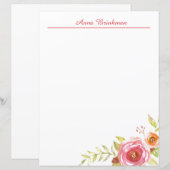 Waterverf Rose Bouquet Personal Stationery (Voorkant / Achterkant)