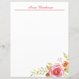 Waterverf Rose Bouquet Personal Stationery