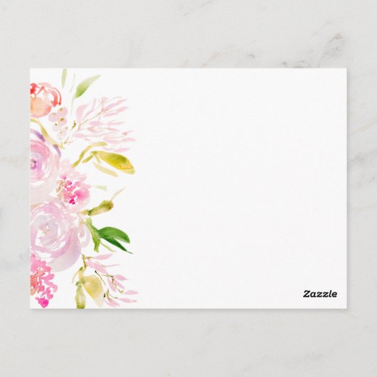 Waterverf Rose bouquet Wedding Invitation Arch Briefkaart (Achterkant)