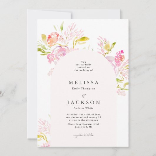 Waterverf Rose bouquet Wedding Invitation Kaart (Voorkant)