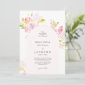 Waterverf Rose bouquet Wedding Invitation Kaart (Staand voorkant)