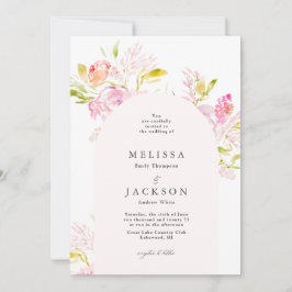 Waterverf Rose bouquet Wedding Invitation Kaart