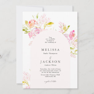 Waterverf Rose bouquet Wedding Invitation Kaart