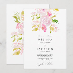 Waterverf Rose bouquet Wedding Invitation Kaart