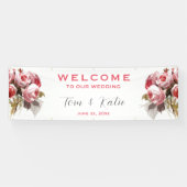 Waterverf Rose Bouquet Wedding Spandoek (Horizontaal)
