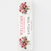 Waterverf Rose Bouquet Wedding Spandoek (Verticaal)