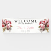 Waterverf Rose Bouquet Wedding Spandoek (Horizontaal)