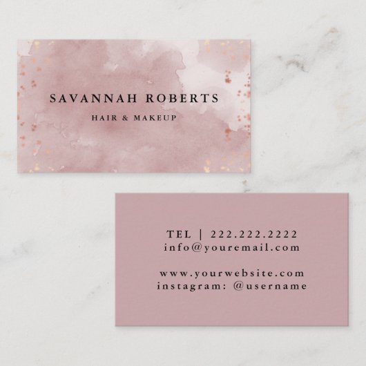 waterverf rosegold glitter visitekaartje (Voorkant / Achterkant)