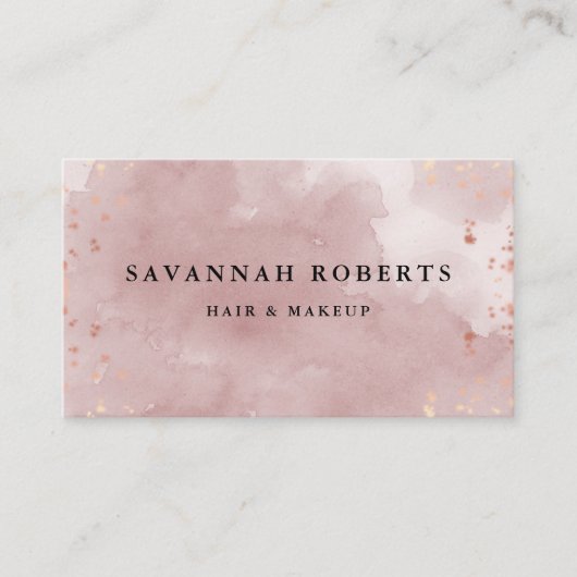 waterverf rosegold glitter visitekaartje (Voorkant)