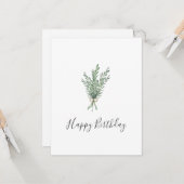 Waterverf Rosemary Bouquet met Jute Bow Kaart (Voorkant / Achterkant in situ)
