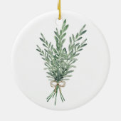 Waterverf Rosemary Bouquet met Jute Bow Keramisch Ornament (Achterkant)