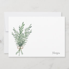 Waterverf Rosemary Bouquet met Jute Bow Notitiekaartje