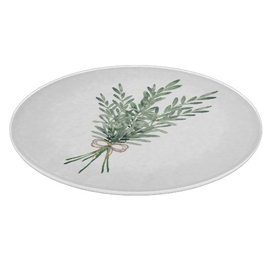 Waterverf Rosemary Bouquet met Jute Bow Snijplank (Hoek)