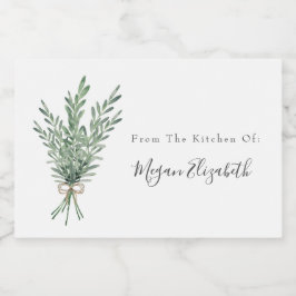 Waterverf Rosemary Bouquet met Jute Bow Voedselcontainer Etiket