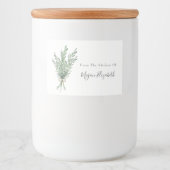 Waterverf Rosemary Bouquet met Jute Bow Voedselcontainer Etiket (Voorkant)