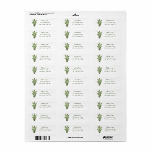 Waterverf Rosemary Herb Greenery Plant Rustic Lab Etiket (Full Sheet)