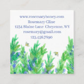 Waterverf Rosemary Herb Honeybees Vierkante Visitekaartje (Achterkant)