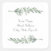 "Waterverf Rosemary"-labels Vierkante Sticker (Voorkant)