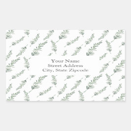 Waterverf Rosemary Leaves Patroonlabels Rechthoekige Sticker